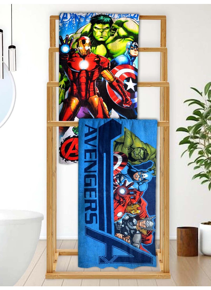 Athom Living Marvels Avengers Themed Kids Bath Towel 60x120cm 350 GSM Soft Absorbent Multicolor Perfect for Boys and Girls Fun Vibrant Design Pack of 2