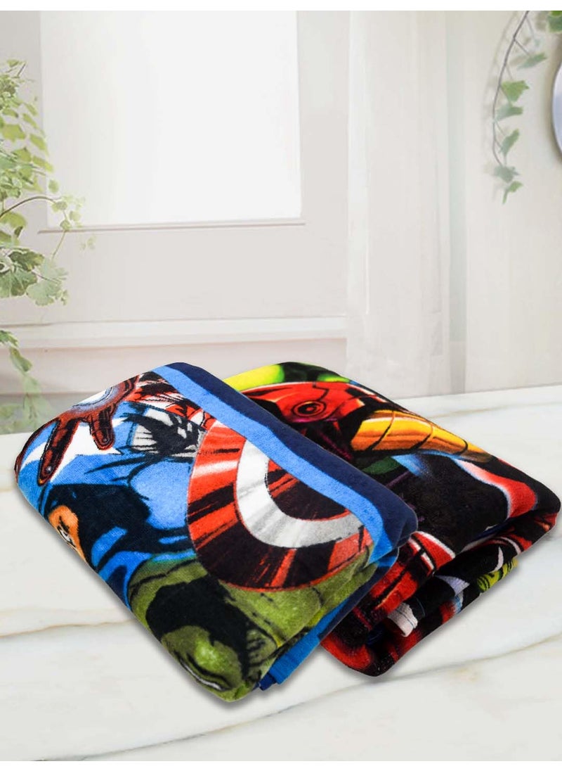 Athom Living Marvels Avengers Themed Kids Bath Towel 60x120cm 350 GSM Soft Absorbent Multicolor Perfect for Boys and Girls Fun Vibrant Design Pack of 2