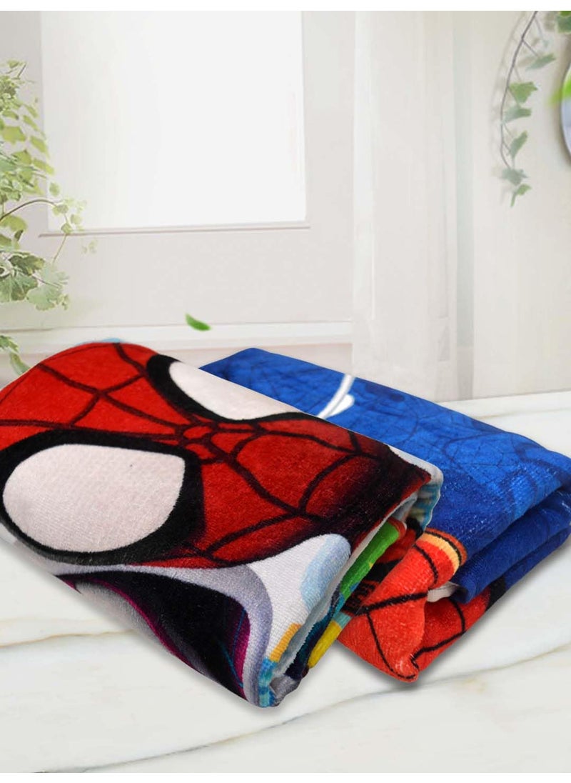 Athom Living Marvels Spiderman Themed Kids Bath Towel 60x120cm 350 GSM Soft Absorbent Multicolor Perfect for Boys and Girls Fun Vibrant Design Qty of 2 Bath Towel