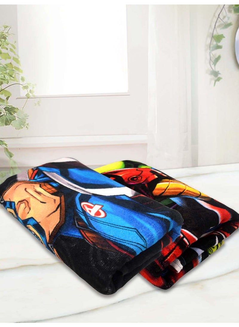 Athom Living Marvels Captain America and Avengers Themed Kids Bath Towel 60x120cm 350 GSM Soft Absorbent Multicolor Perfect for Boys and Girls Fun Vibrant Design Pack of 2