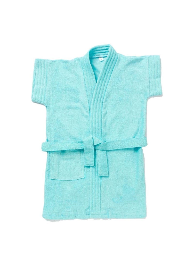 Sanddune Baby Boys Terry Cotton Half Sleeves Knee Length Pocket with Waist Belt Bathrobe for Age Group Between 1 to 2 Years Sky Blue