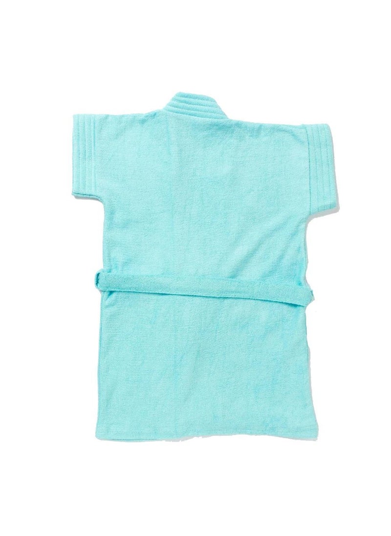 Sanddune Baby Boys Terry Cotton Half Sleeves Knee Length Pocket with Waist Belt Bathrobe for Age Group Between 1 to 2 Years Sky Blue