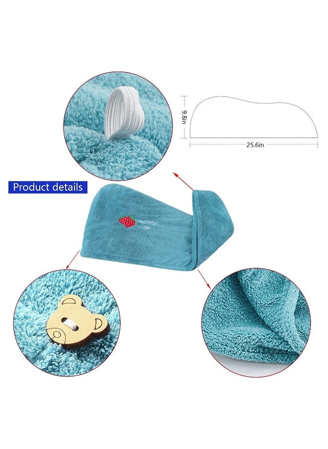 5 Pack Microfiber Hair Drying Towel Super Absorbent Instant Hair Dry Wrap with Button Anti Frizz Soft Bath Shower Cap Head Towel for Girls Women Ladies Kids Long Thick Hair Drying Quickly
