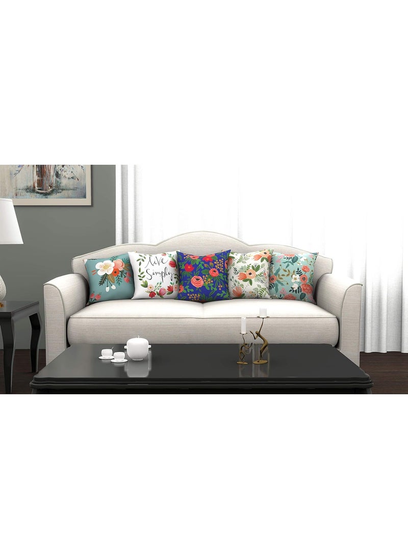 AEROHAVEN Set of 5 Designer Decorative Throw PillowCushion Covers CC141 16 inch x 16 inch Multicolour