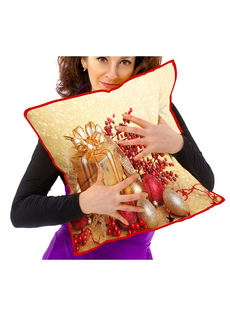 DREAMVIO Polyester Jute Merry Christmas ThrowPillow Covers Cushion Covers for Living Room Set of 5 16 X 16 Inch Multicolor Dv516Mccjute0060