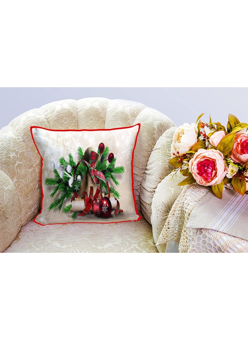 DREAMVIO Polyester Jute Merry Christmas ThrowPillow Covers Cushion Covers for Living Room Set of 5 16 X 16 Inch Multicolor Dv516Mccjute0058