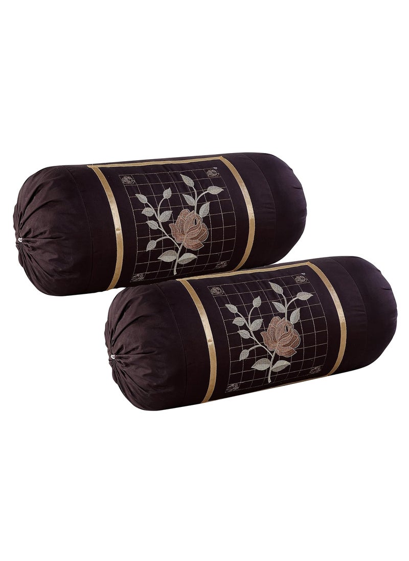 RJ Products Embroidered Bolsters CoverPack of 4 Coffee Maroon