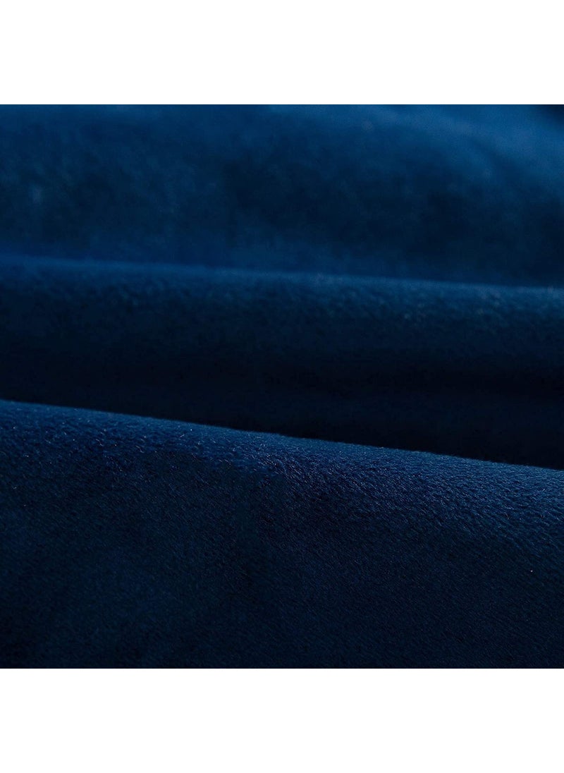 Linen Basics Decorative Holland Velvet Cushion Square Pillow Covers Pillowcases for Sofa Bedroom with Invisible Zipper Navy Blue Set of 2 Piece 16X16 Inches