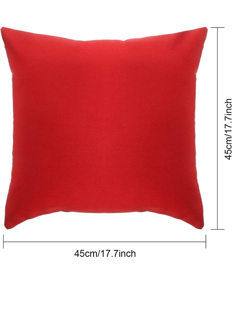 INDIDECOR 802044 Decorative Outdoor Waterproof Throw Pillow with Pillow Covers Square Patio Balcony Garden Waterproof Cushion Case for Couch Bed Patio Sofa Tent18 x 18 Inch Red 4 nos