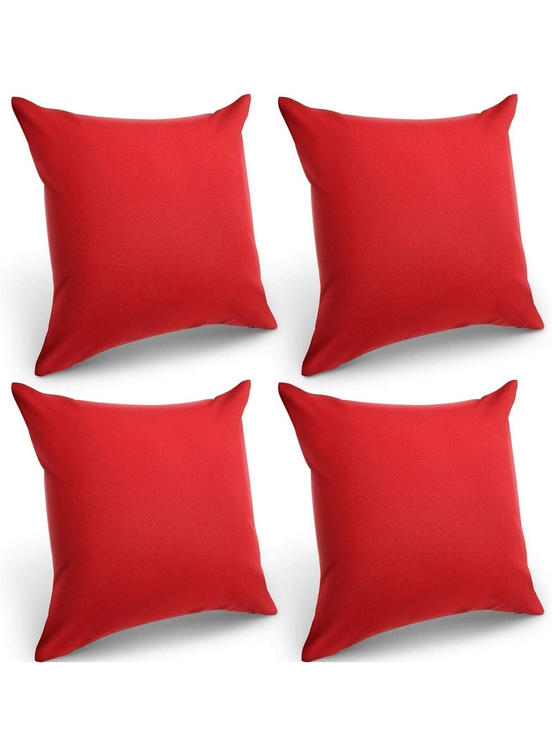 INDIDECOR 802044 Decorative Outdoor Waterproof Throw Pillow with Pillow Covers Square Patio Balcony Garden Waterproof Cushion Case for Couch Bed Patio Sofa Tent18 x 18 Inch Red 4 nos