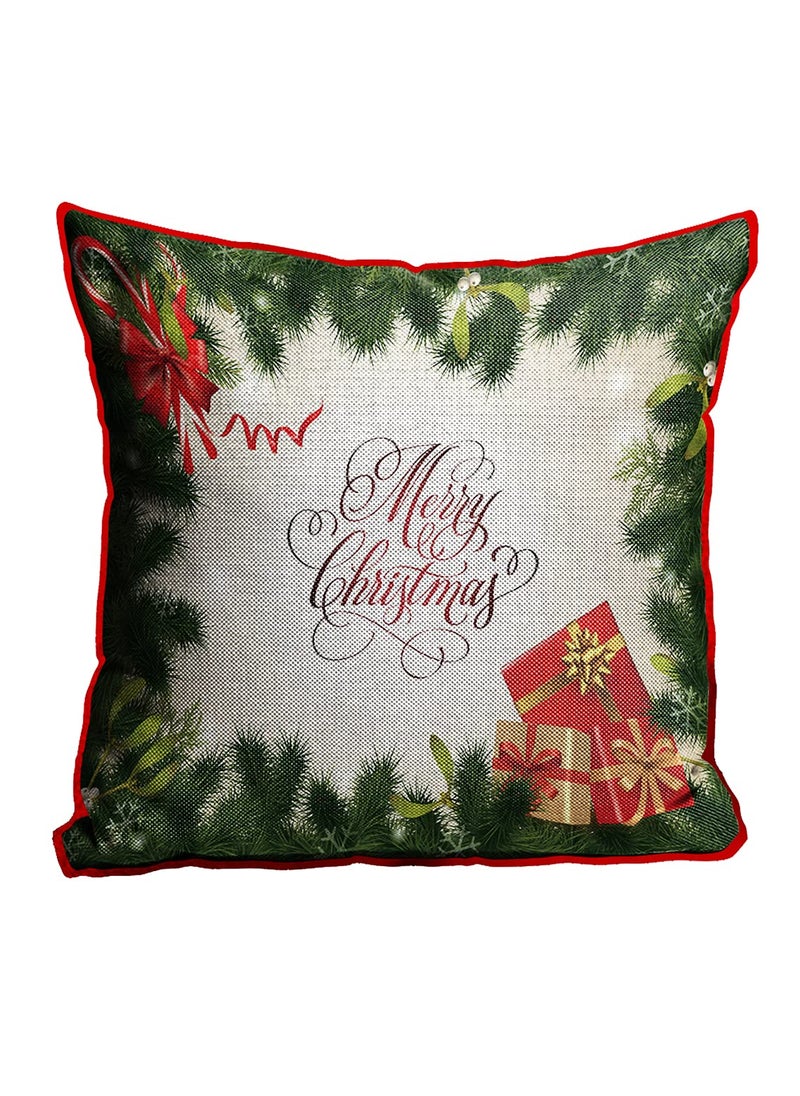 DREAMVIO Polyester Jute Merry Christmas ThrowPillow Covers Cushion Covers for Living Room Set of 5 16 X 16 Inch Multicolor Dv516Mccjute0069