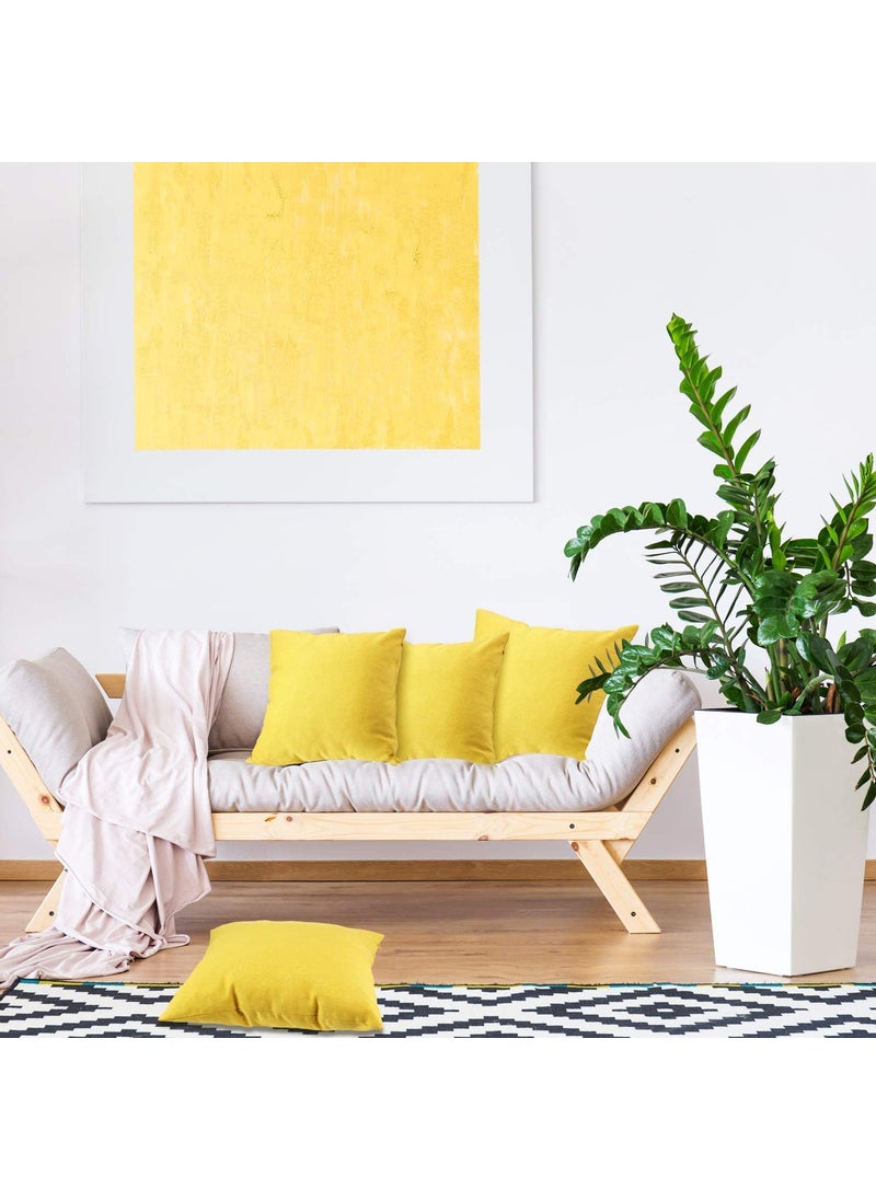 INDIDECOR 802058 4 Pack Decorative Outdoor Throw Pillow with Pillow Covers Square Patio Balcony Garden Waterproof Cushion Case for Couch Bed Patio Sofa Tent18 x 18 Inch Yellow