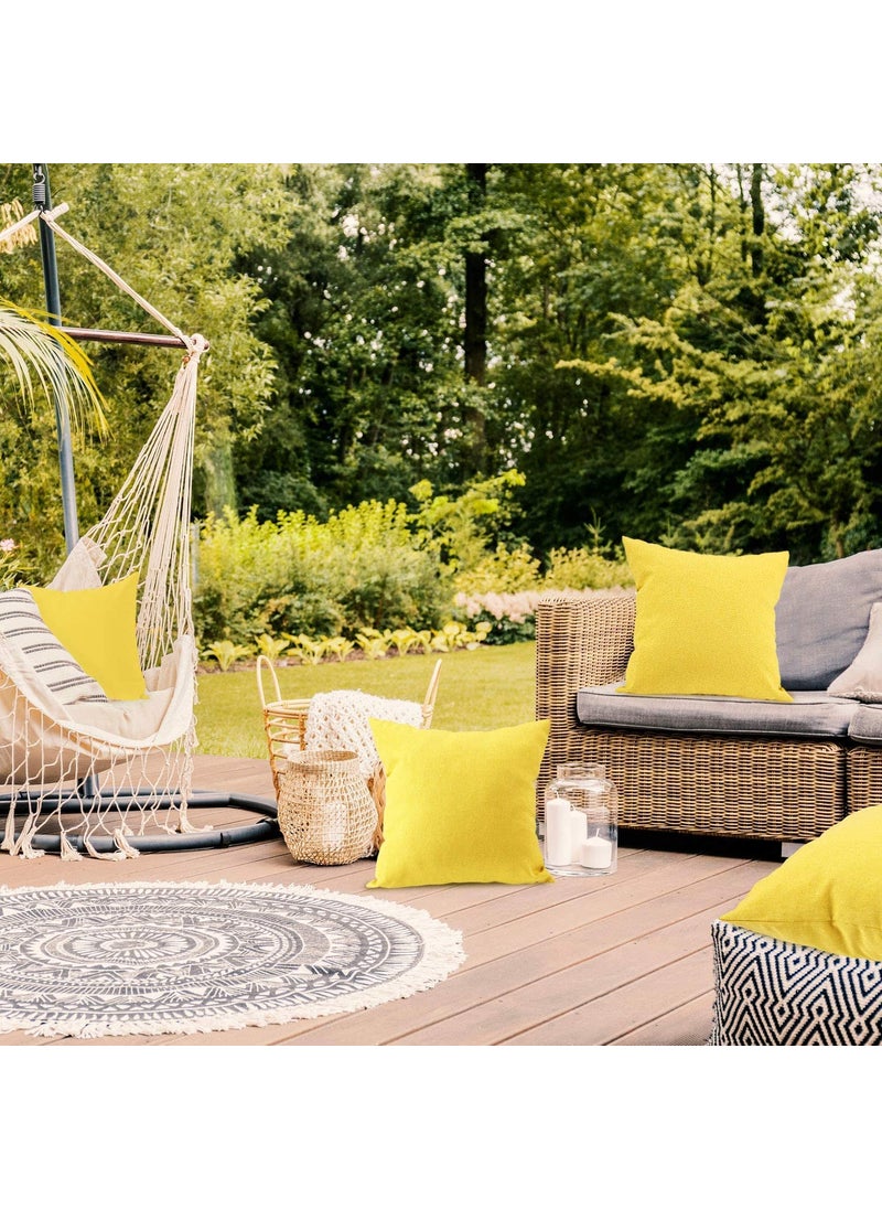 INDIDECOR 802058 4 Pack Decorative Outdoor Throw Pillow with Pillow Covers Square Patio Balcony Garden Waterproof Cushion Case for Couch Bed Patio Sofa Tent18 x 18 Inch Yellow