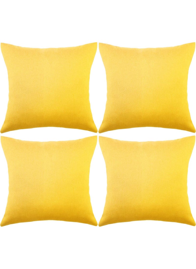 INDIDECOR 802058 4 Pack Decorative Outdoor Throw Pillow with Pillow Covers Square Patio Balcony Garden Waterproof Cushion Case for Couch Bed Patio Sofa Tent18 x 18 Inch Yellow