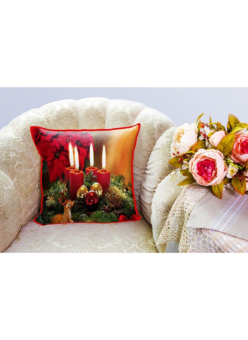 DREAMVIO Polyester Jute Merry Christmas ThrowPillow Covers Cushion Covers for Living Room Set of 5 16 X 16 Inch Multicolor Dv516Mccjute0066