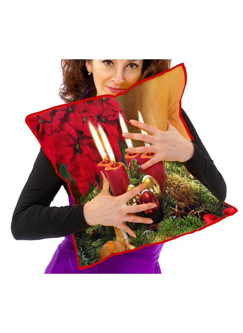 DREAMVIO Polyester Jute Merry Christmas ThrowPillow Covers Cushion Covers for Living Room Set of 5 16 X 16 Inch Multicolor Dv516Mccjute0066