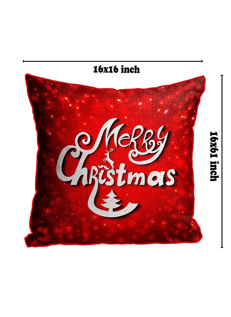DREAMVIO Polyester Jute Merry Christmas ThrowPillow Covers Cushion Covers for Living Room Set of 5 16 X 16 Inch Multicolor Dv516Mccjute0006