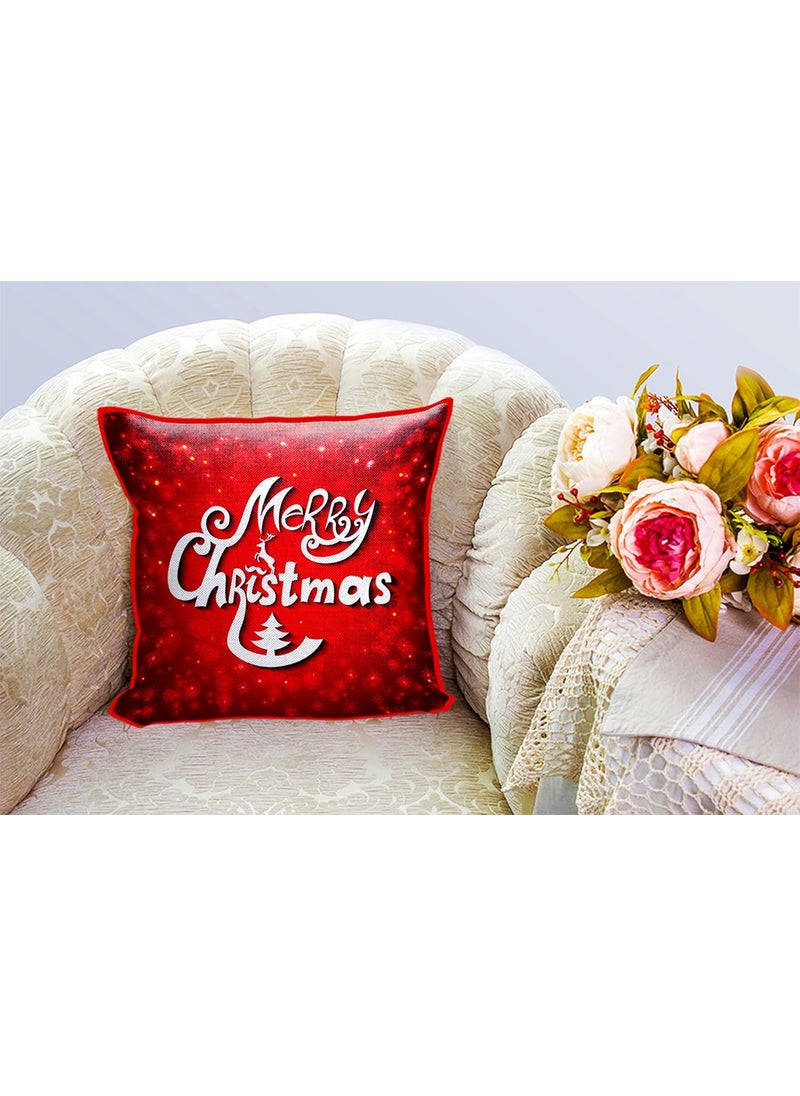 DREAMVIO Polyester Jute Merry Christmas ThrowPillow Covers Cushion Covers for Living Room Set of 5 16 X 16 Inch Multicolor Dv516Mccjute0006