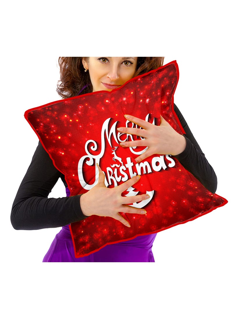 DREAMVIO Polyester Jute Merry Christmas ThrowPillow Covers Cushion Covers for Living Room Set of 5 16 X 16 Inch Multicolor Dv516Mccjute0006