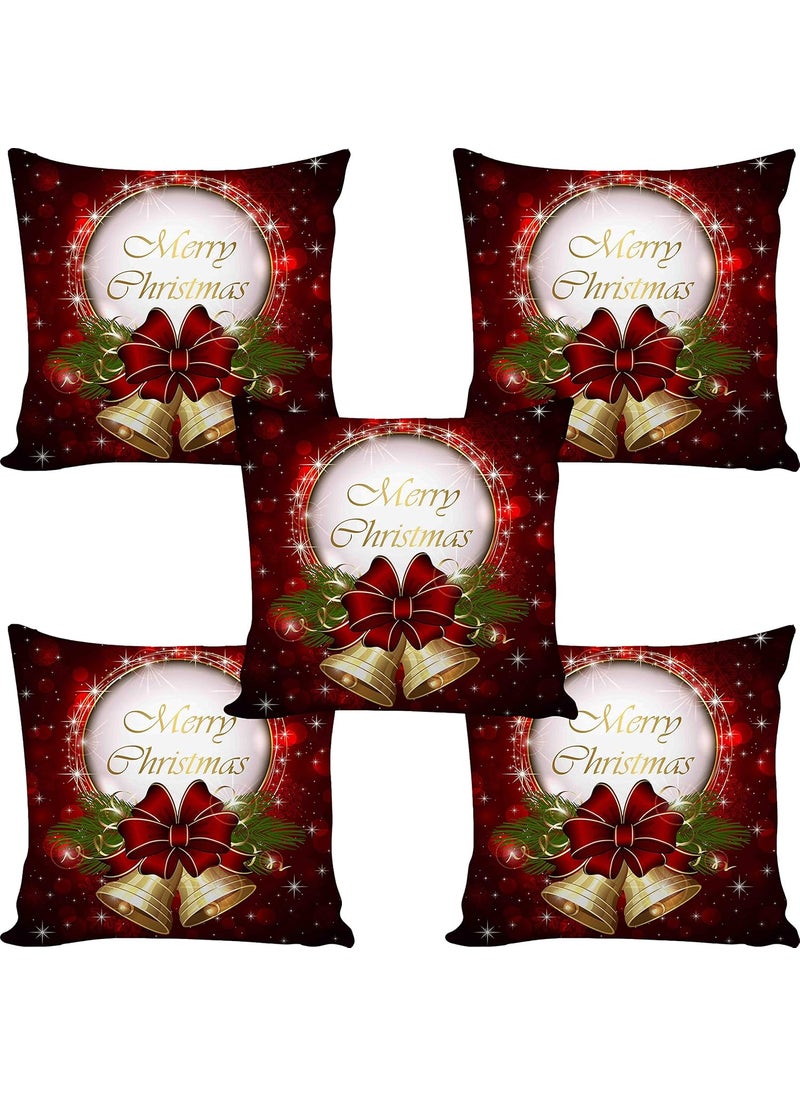 AMAZE ATTIRES Decorative Printed Square Cushion Cover Set of 5 Throw Pillow CoversCases for Couch Sofa Home 16 x 16 inch or 40cm x40cm ATCU066