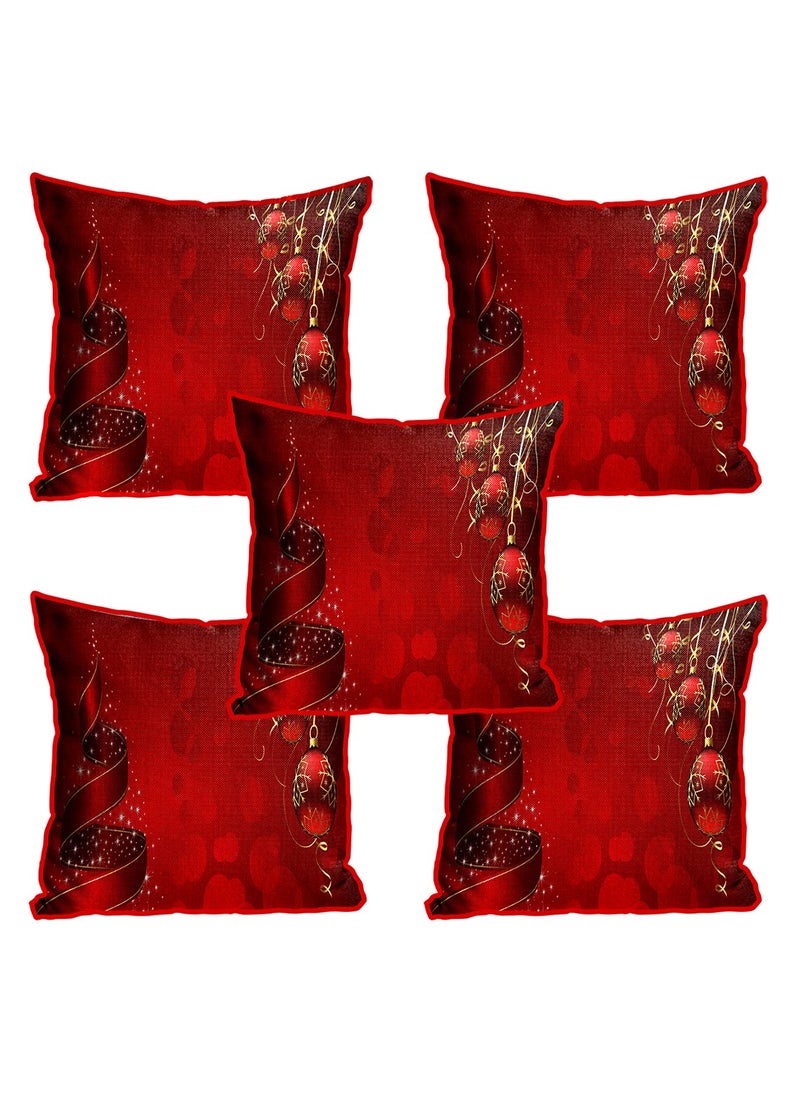 DREAMVIO Polyester Jute Merry Christmas ThrowPillow Cushion Covers for Living Room Set of 5 16 X 16 Inch Multicolor Dv516Mccjute0062