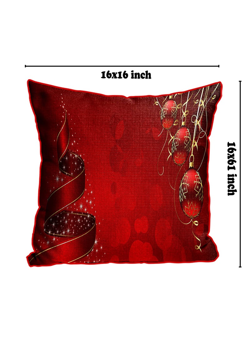 DREAMVIO Polyester Jute Merry Christmas ThrowPillow Cushion Covers for Living Room Set of 5 16 X 16 Inch Multicolor Dv516Mccjute0062