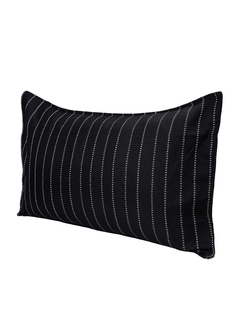 The Conversion Set of 2 Jute Natural Feel Premium Fabric Stripes Design Black Color 2 pc Pillow Cover 17x27