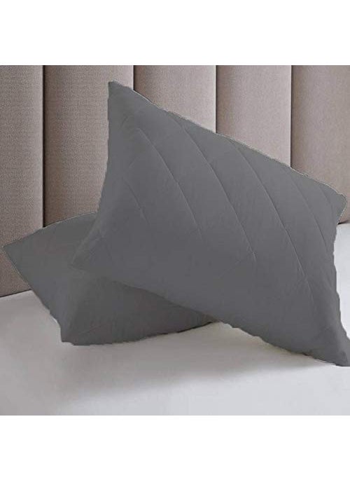 Jaipur Linen Cotton Quilted Pillow Protector Dust Free Water Resistant Covers Pack of 2Pcs 20 inch x 36 inchGrey