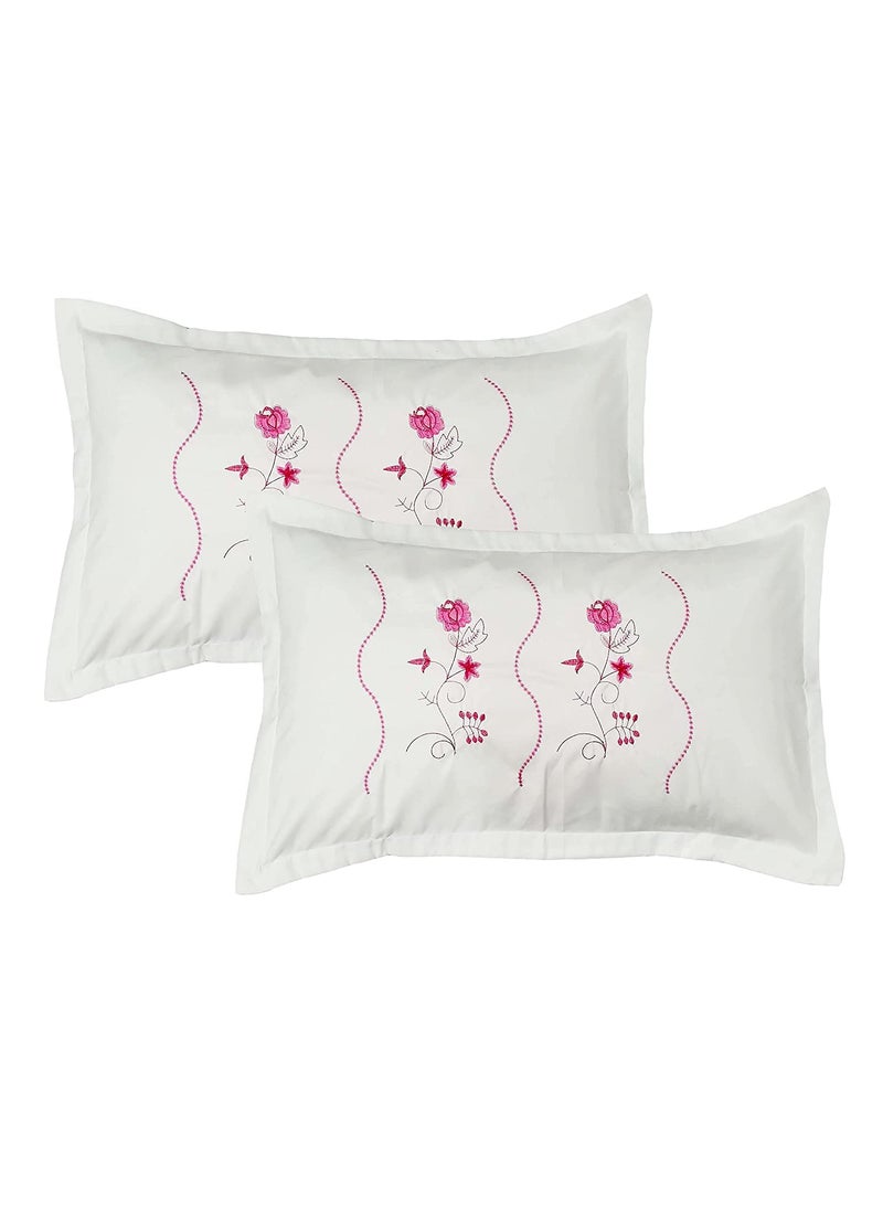 Rj Products Embroidery Pillow Covers Set of 6 Piece White