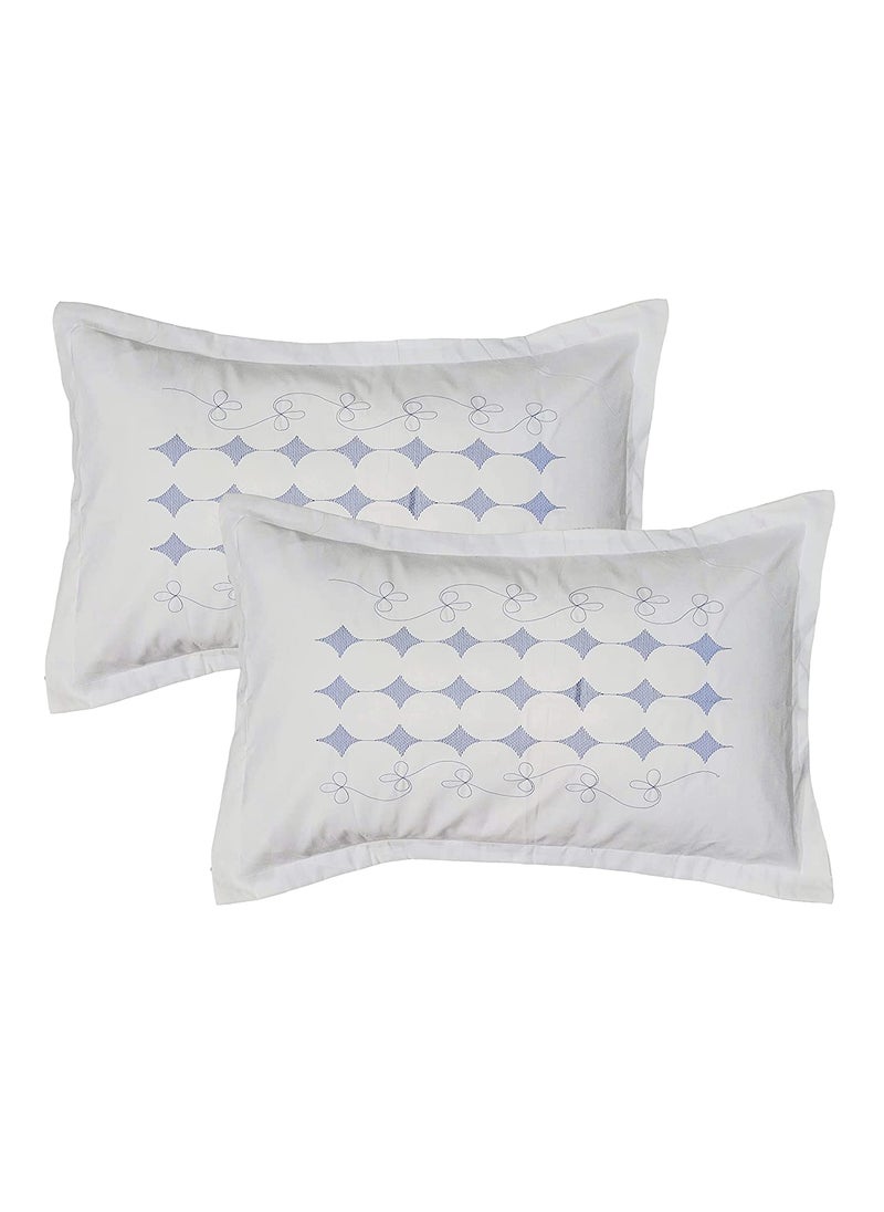 Rj Products Embroidery Pillow Covers Set of 6 Piece White