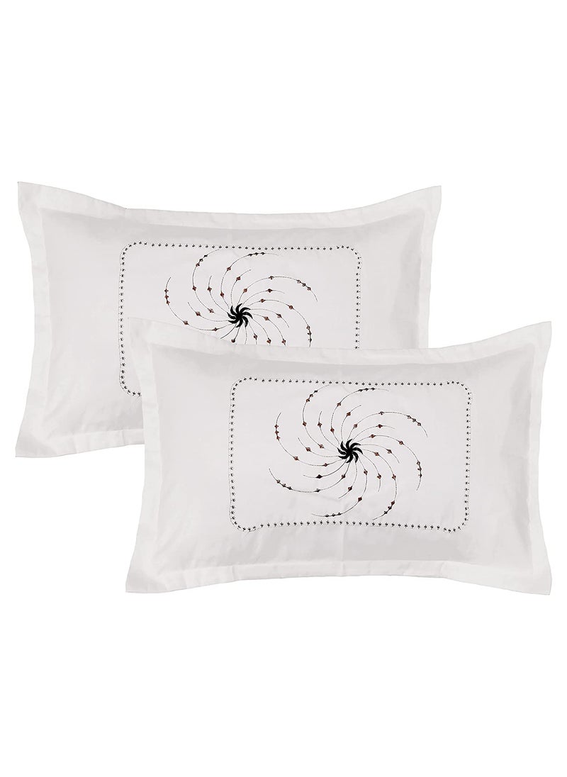 Rj Products Embroidery Pillow Covers Set of 6 Piece White