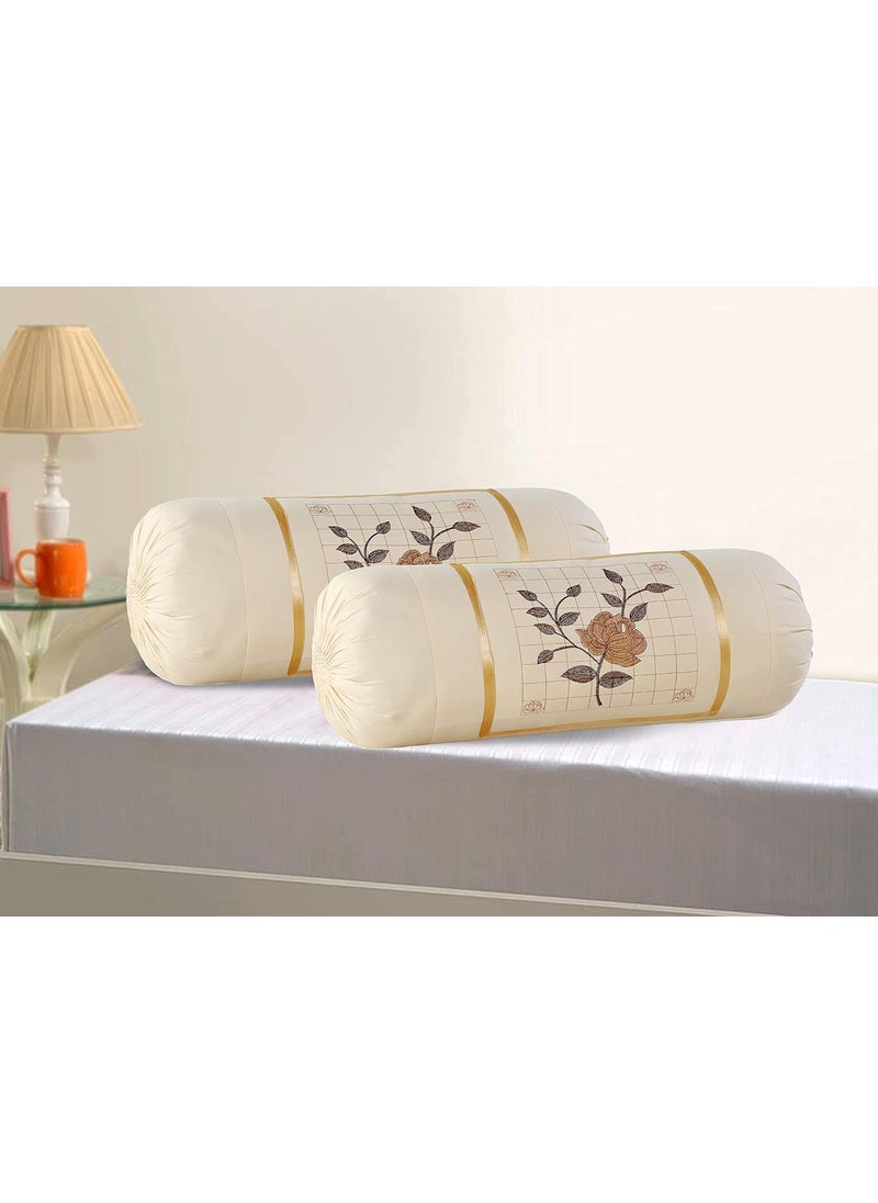 Rj Products Embroidered Bolsters CoverPack of 4 Cream Maroon