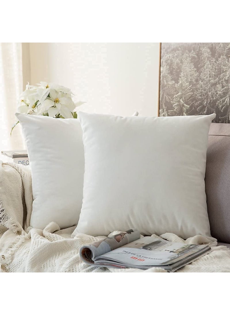 Linen Basics Decorative Holland Velvet Cushion Square Pillow Covers Pillowcases for Sofa Bedroom with Invisible Zipper White Set of 7 Piece 16X16 Inches
