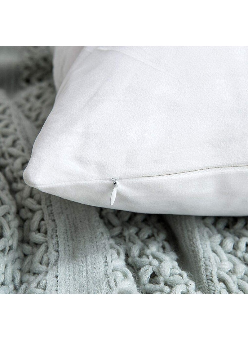 Linen Basics Decorative Holland Velvet Cushion Square Pillow Covers Pillowcases for Sofa Bedroom with Invisible Zipper White Set of 7 Piece 16X16 Inches