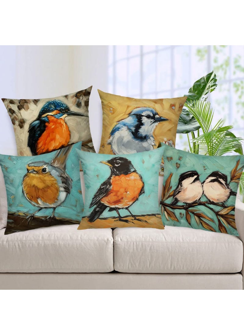 AEROHAVEN Set Of 5 Decorative Hand Made Velvet ThrowPillow Cushion Covers Cc38 Multicolor 16 Inch X 16 Inch 175 TC