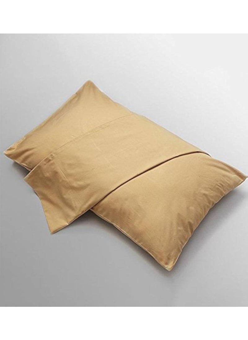 Jaipur Linen Cotton 300TC Pillow Covers King Beige Set of 2