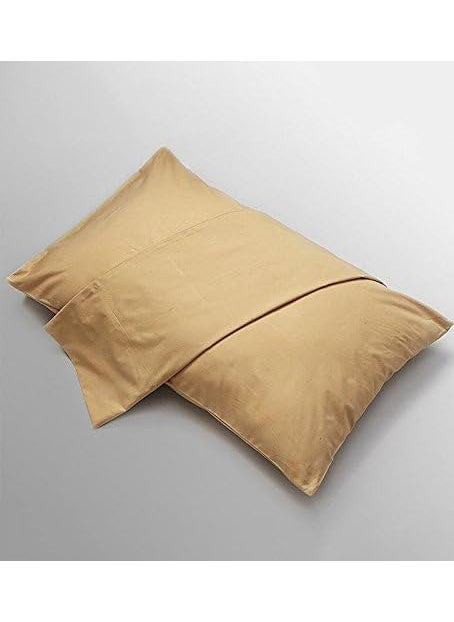 Jaipur Linen Cotton 300TC Pillow Covers King Beige Set of 2
