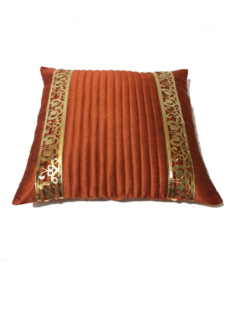 India Furnish Dupion Silk Quilt Design Cushion Covers Set OrangeRust Standard IFCS15065