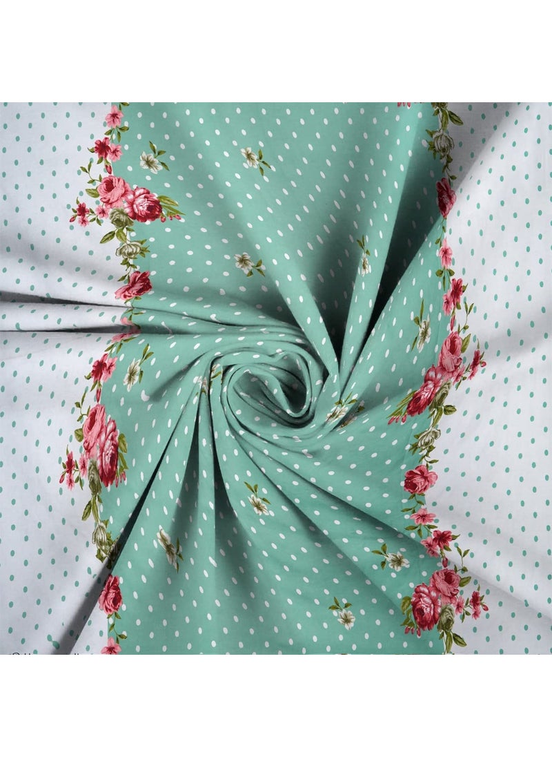 HOMICON Premium Glace Cotton 8 Pieces Diwan Cover Set with 5 Cushions Cover and 2 Bolster Cover 125 Combo Green White