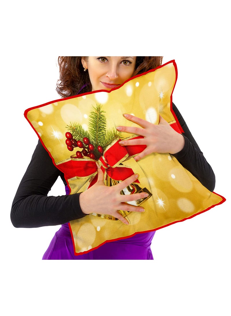 DREAMVIO Polyester Jute Merry Christmas ThrowPillow Covers Cushion Covers for Living Room Set of 5 12 X 12 Inch Multicolor Dv512Mccjute0046