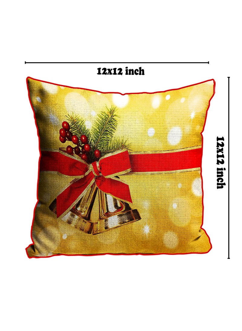 DREAMVIO Polyester Jute Merry Christmas ThrowPillow Covers Cushion Covers for Living Room Set of 5 12 X 12 Inch Multicolor Dv512Mccjute0046