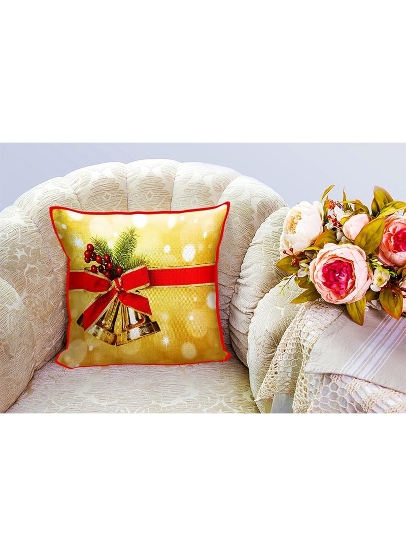 DREAMVIO Polyester Jute Merry Christmas ThrowPillow Covers Cushion Covers for Living Room Set of 5 12 X 12 Inch Multicolor Dv512Mccjute0046
