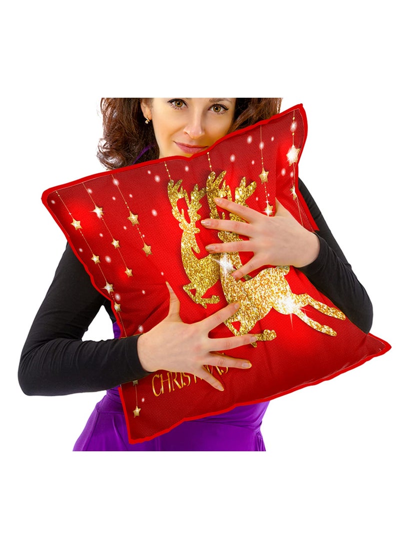 DREAMVIO Polyester Jute Merry Christmas ThrowPillow Covers Cushion Covers for Living Room Set of 5 12 X 12 Inch Multicolor Dv512Mccjute0015