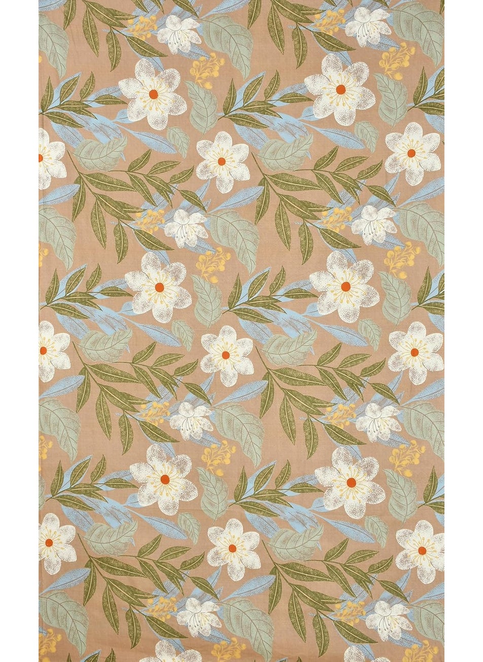 Festival Home Furnishings Cotton Fabric 5D Diwan Covers Set of 2 Bolster Covers 1 Bedsheet 5 Cushion Covers Standard Size Floral Brown