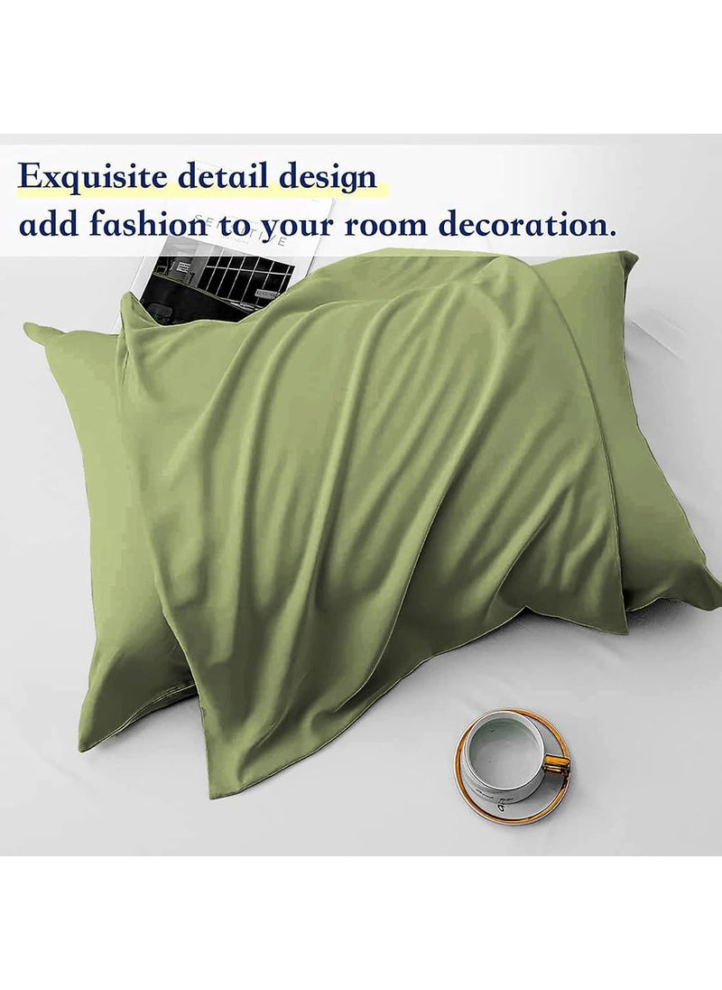 VAS COLLECTIONS Premium Cotton Pillow Covers Regular Pillow Cases Navy Blue and Green 4 Piece Pillow Cover Standard Size