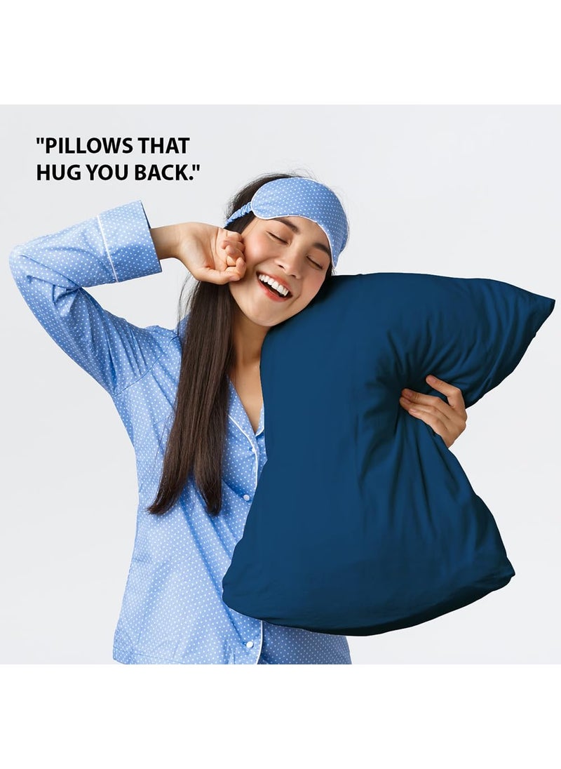 VAS COLLECTIONS Premium Cotton Pillow Covers Regular Pillow Cases Navy Blue and Green 4 Piece Pillow Cover Standard Size