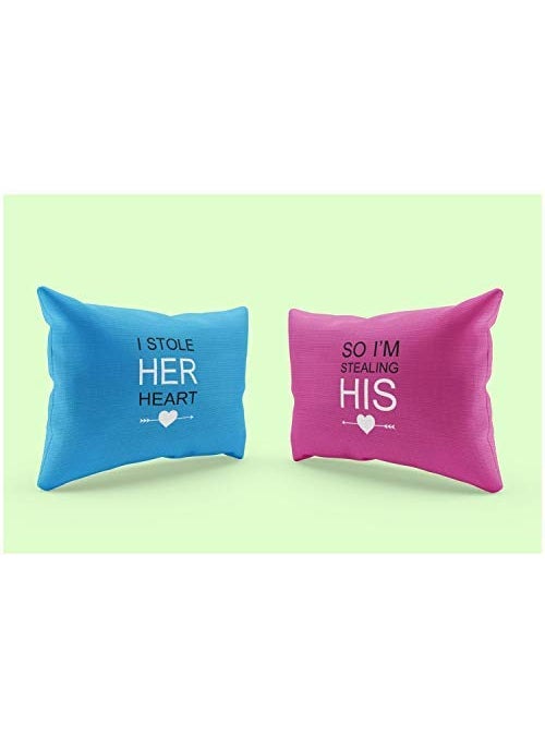 TheYaYaCafe Birthday Gifts 27x17 Inches Printed Velvet Pillow Covers for Couples Stole His Her Heart