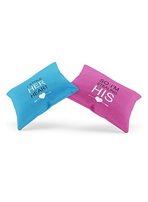 TheYaYaCafe Birthday Gifts 27x17 Inches Printed Velvet Pillow Covers for Couples Stole His Her Heart