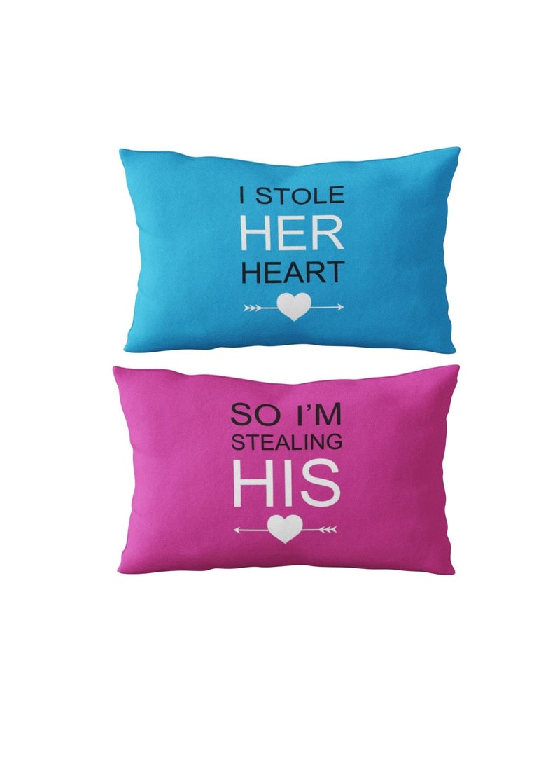 TheYaYaCafe Birthday Gifts 27x17 Inches Printed Velvet Pillow Covers for Couples Stole His Her Heart