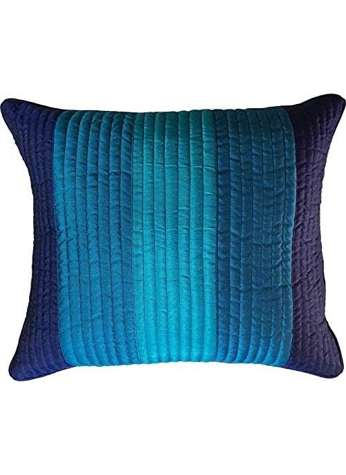 India Furnish Silk Dupion Quilt Design Cushion Cover Set Standard Blue IFCS15071